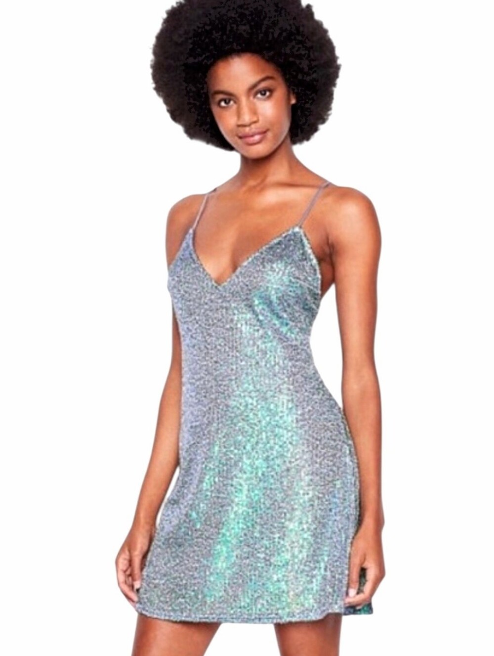 Victoria's Secret Iridescent Sequin Shimmer Mini Slip Dress Size Small